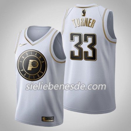 Herren NBA Indiana Pacers Trikot Myles Turner 33 Nike 2019-2020 Weiß Golden Edition Swingman
